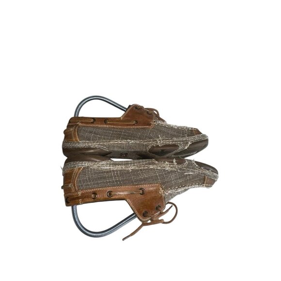 TONY LAMA WOMEN'S STRAW 3R CASUALS CANVAS & TAN LEATHER SHOES RR3028L Sz 10 - Picture 7 of 11